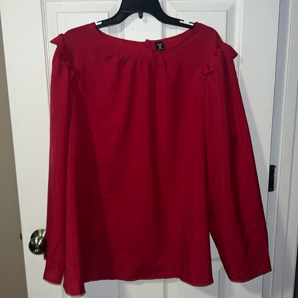 Shein red long sleeve blouse
